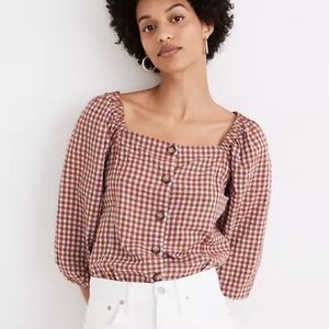 Madewell seersucker button down gingham blouse